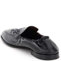 Pre Owned Dolce & Gabbana Black Calfskin Leather DG Coat Of Arms Embroidery Loafers Size IT 40