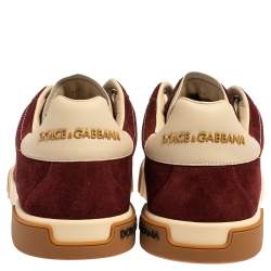مملوكة مسبقًا Dolce & Gabbana Bordeaux Suede Portofino Low Top Sneakers Size 41