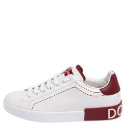 مملوكة مسبقًا Dolce & Gabbana White Leather Portofino Low Top Sneakers Size 41