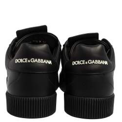 Pre Owned Dolce & Gabbana Black Leather Miami Low Top Sneakers Size 46