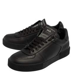 Pre Owned Dolce & Gabbana Black Leather Miami Low Top Sneakers Size 46