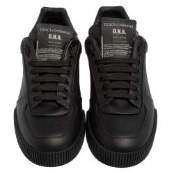 Pre Owned Dolce & Gabbana Black Leather Miami Low Top Sneakers Size 46