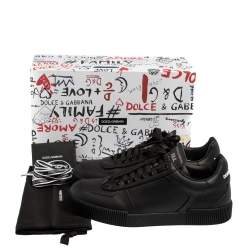 Pre Owned Dolce & Gabbana Black Leather Miami Low Top Sneakers Size 46