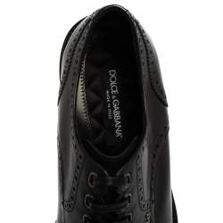 Pre Owned Dolce & Gabbana Black Brogue Leather Michelangelo Lace Up Derby Size 44