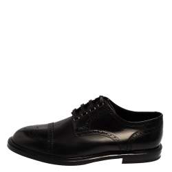 Pre Owned Dolce & Gabbana Black Brogue Leather Michelangelo Lace Up Derby Size 44.5