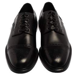 Pre Owned Dolce & Gabbana Black Brogue Leather Michelangelo Lace Up Derby Size 44.5
