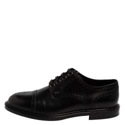 مملوكة مسبقًا Dolce & Gabbana Black Brogue Leather Michelangelo Lace Up Derby Size 43