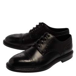 مملوكة مسبقًا Dolce & Gabbana Black Brogue Leather Michelangelo Lace Up Derby Size 43