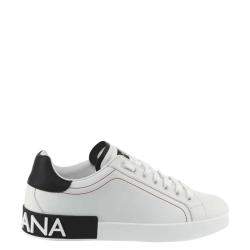 مملوكة مسبقًا Dolce & Gabbana Black/White Portofino Sneakers Size EU 43.5