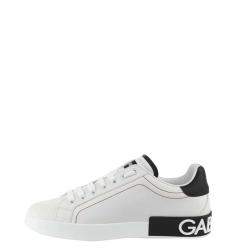 مملوكة مسبقًا Dolce & Gabbana Black/White Portofino Sneakers Size EU 43.5