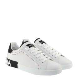مملوكة مسبقًا Dolce & Gabbana Black/White Portofino Sneakers Size EU 43.5