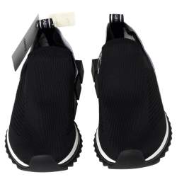 مملوكة مسبقًا Dolce & Gabbana Black Knit Fabric Sorrento Slip On Sneakers Size 41.5