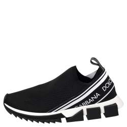 مملوكة مسبقًا Dolce & Gabbana Black Knit Fabric Sorrento Slip On Sneakers Size 41.5