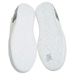 Pre Owned Dolce & Gabbana White/Green Leather Portofino Sneakers Size 43