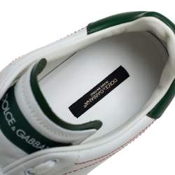 Pre Owned Dolce & Gabbana White/Green Leather Portofino Sneakers Size 43