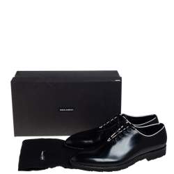 Pre Owned Dolce & Gabbana Black Leather Lace Up Derby Size 45