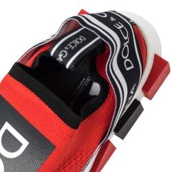 مملوكة مسبقًا Dolce & Gabbana Red Knit Fabric Sorrento Slip On Sneakers Size 43