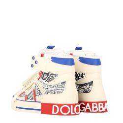Dolce & Gabbana Multicolor Calfskin Graffiti Print Custom 2.Zero high-top sneakers Size EU 41.5