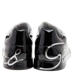 مملوكة مسبقًا Dolce & Gabbana White/Black Leather Portofino Lace Up Sneakers Size 46
