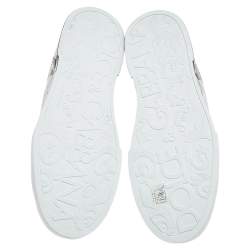 مملوكة مسبقًا Dolce & Gabbana White/Black Leather Portofino Lace Up Sneakers Size 46