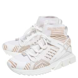 Pre Owned حذاء رياضي دولتشي أند غابانا سورينتو قماش بيج/أبيض بالشعار مقاس 42