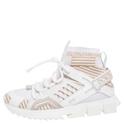 Pre Owned حذاء رياضي دولتشي أند غابانا سورينتو قماش بيج/أبيض بالشعار مقاس 42