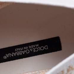 Dolce & Gabbana White/Beige Fabric Sorrento Logo Sneakers Size 42