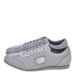 Pre Owned Dolce & Gabbana Grey Perforated Leather and Suede Low Top Sneakers Size 43