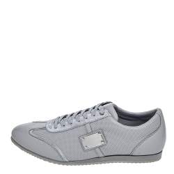 Pre Owned Dolce & Gabbana Grey Perforated Leather and Suede Low Top Sneakers Size 43
