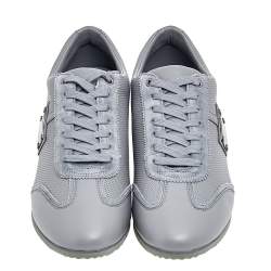 Pre Owned Dolce & Gabbana Grey Perforated Leather and Suede Low Top Sneakers Size 43