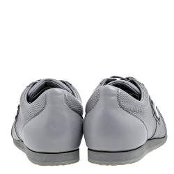 Pre Owned Dolce & Gabbana Grey Perforated Leather and Suede Low Top Sneakers Size 43