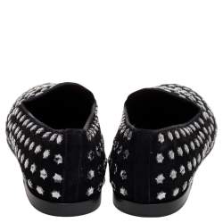 مملوكة مسبقًا حذاء لوفرز دولتشي أند غابانا سليب أون مزخرف كريستال سويدي أسود مقاس 42