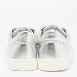 Pre Owned Dolce & Gabbana Silver Leather Low Top Sneakers Size 40