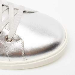 Pre Owned Dolce & Gabbana Silver Leather Low Top Sneakers Size 40