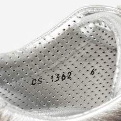 Pre Owned Dolce & Gabbana Silver Leather Low Top Sneakers Size 40