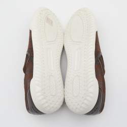 Pre Owned Dolce & Gabbana Brown Stripe Canvas Slip On Sneakers Size 44