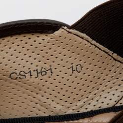 Pre Owned Dolce & Gabbana Brown Stripe Canvas Slip On Sneakers Size 44