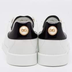 Pre Owned حذاء رياضي دولتشي آند غابانا بورتوفينو جلد أبيض بعنق منخفض مقاس 41