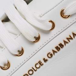 Pre Owned حذاء رياضي دولتشي آند غابانا بورتوفينو جلد أبيض بعنق منخفض مقاس 41