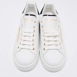 Pre Owned حذاء رياضي دولتشي آند غابانا بورتوفينو جلد أبيض بعنق منخفض مقاس 41