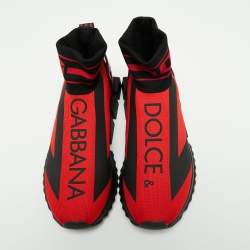 مملوكة مسبقًا حذاء رياضي دولتشي آند غابانا سورينتو قماش أحمر / أسود بعنق مرتفع مقاس 42