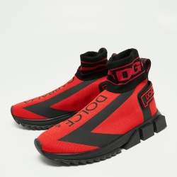 مملوكة مسبقًا حذاء رياضي دولتشي آند غابانا سورينتو قماش أحمر / أسود بعنق مرتفع مقاس 42