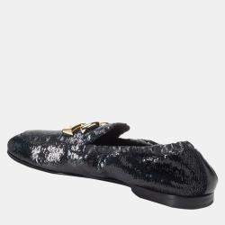 Pre Owned Dolce & Gabbana black Mixed-material Ariosto slippers EU 44