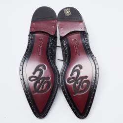 Pre Owned Dolce & Gabbana Metallic Black/Silver Glitter And Lurex Fabric Millennials Lace Up Derby Size 44.5