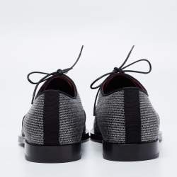 Pre Owned Dolce & Gabbana Metallic Black/Silver Glitter And Lurex Fabric Millennials Lace Up Derby Size 44.5