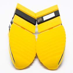 Pre Owned Dolce & Gabbana Yellow/Black Knit Fabric Sorrento  Slip On Sneakers Size 43