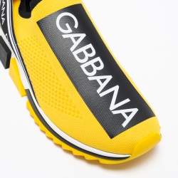 Pre Owned Dolce & Gabbana Yellow/Black Knit Fabric Sorrento  Slip On Sneakers Size 43