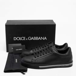 Pre Owned حذاء رياضي دولتشي أند غابانا روما جلد أسود برباط مقاس 46