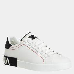 مملوكة مسبقًا Dolce & gabbana White/Black Portofino Sneaker Size EU 45