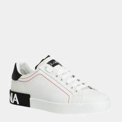 مملوكة مسبقًا Dolce & gabbana White/Black Portofino Sneaker Size EU 45